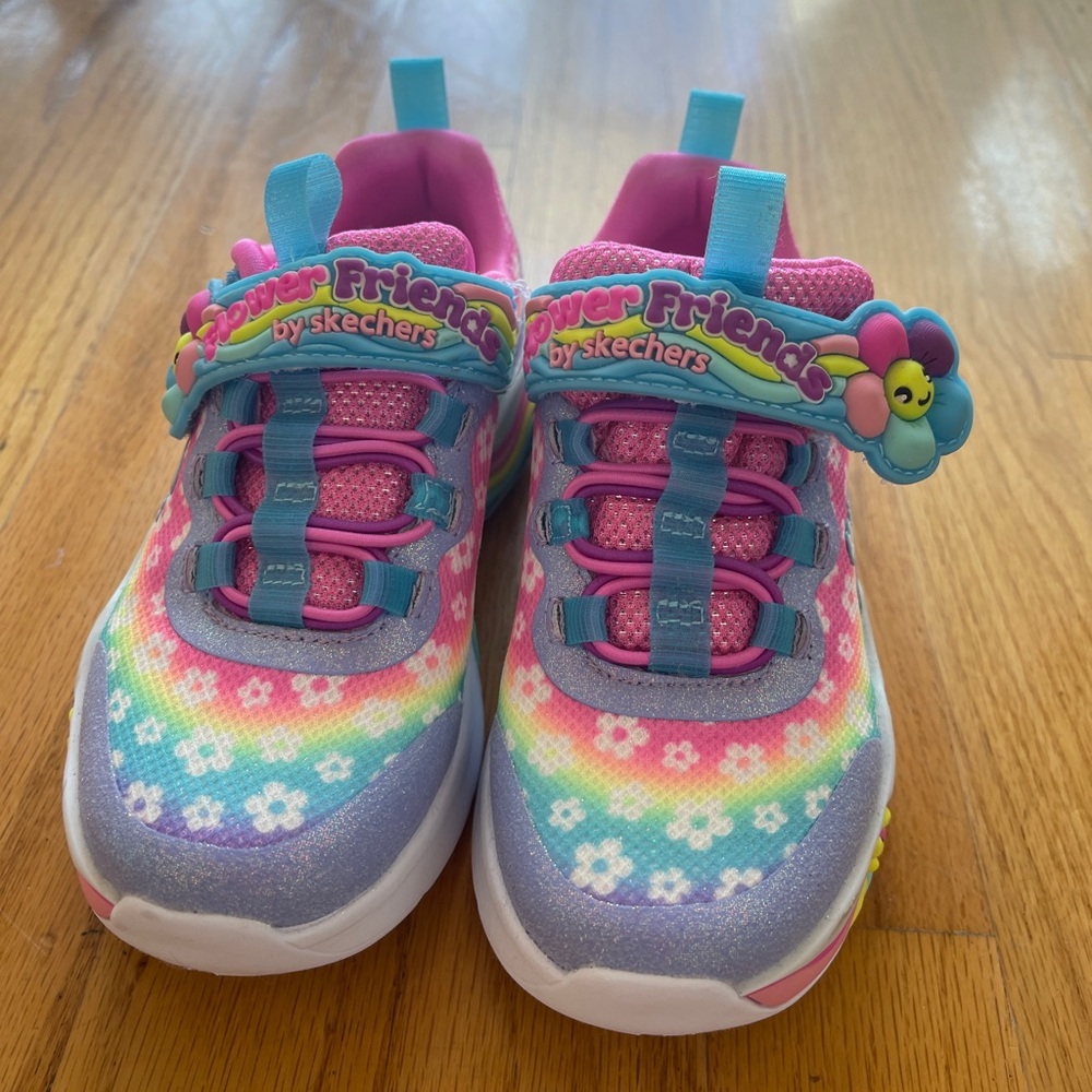 Skechers Rainbow Flower Friends Kids Sneakers - Pink, Blue & Purple